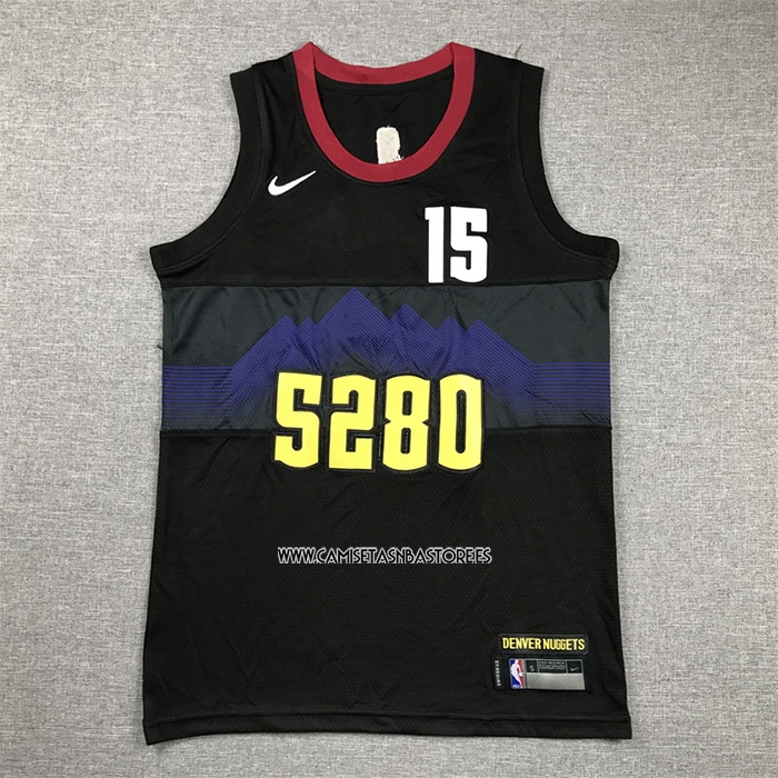 Nikola Jokic NO 15 Camiseta Nino Denver Nuggets Ciudad 2023-24 Negro